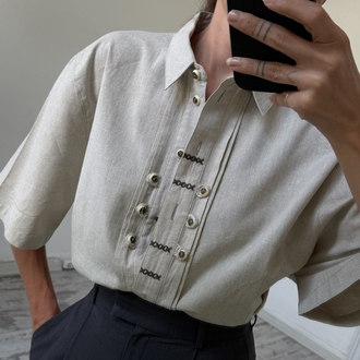 Landhaus Avustria Bavarian Keten Dokulu %80 Cotton Gömlek