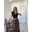 70s Dönem Floral Print Maxi Boy Premium Etek