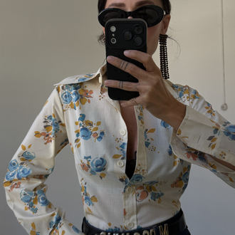 Orjinal 70s Dönem Cotton Blend Sovyet Yaka Gömlek