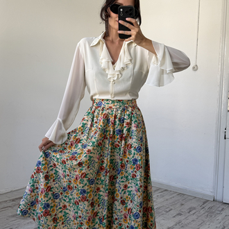 %100 Cotton Dokuma Bavyera Korsajlı Midi Etek