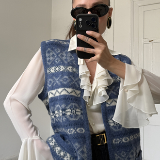Saga Norveç Çift Yün Dokuma Unisex Premium Yelek