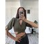 %100 Cotton Keten Görünümlü Crop Bağlamalı Bluz