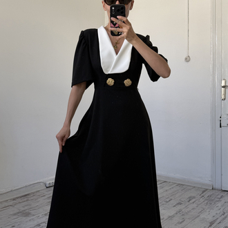 Maxi Yaka Fransız Re Edition Midi Elbise