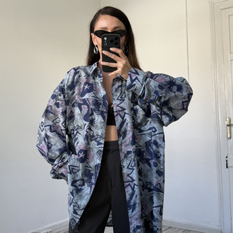 New Fast Germany %100 İpek (Taşlanmış) Maxi Kimono (Uzun) Gömlek