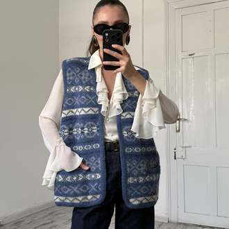 Saga Norveç Çift Yün Dokuma Unisex Premium Yelek