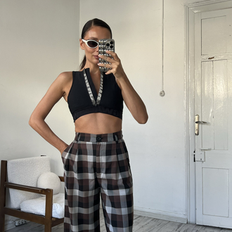 İngiliz Tartan 70s Style Premium Dokuma Pantolon