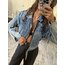 %100 Heavy Cotton Biker Crop Alman Denim Ceket