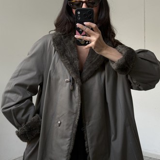 Your Sixth Sense Germany Suni Kürk Detaylı Maxi Trenchcoat
