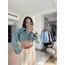 Tahtadolap Studio Vatkalı V Kesim Crop Denim Ceket