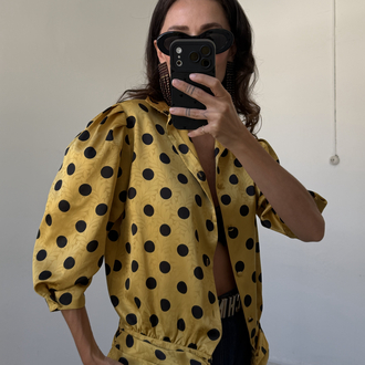 Sommermann Satin Touch Alman Polka Dotted Ceket Gömlek