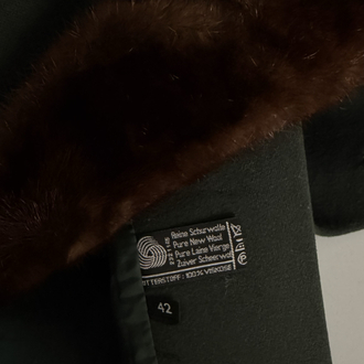 Gerçek Mink Yaka Kürklü %100 Yün Woolmark Sertifikalı Kaşe Kaban