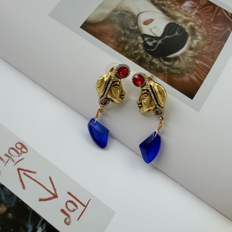 Özel Kişisel Koleksiyon Ürünü Mask Figürlü New Old Stock Küpe