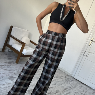 İngiliz Tartan 70s Style Premium Dokuma Pantolon