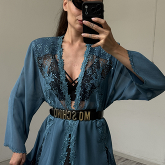 Drop %100 İtalyan Viscose Güpür Detaylı Maxi Kimono