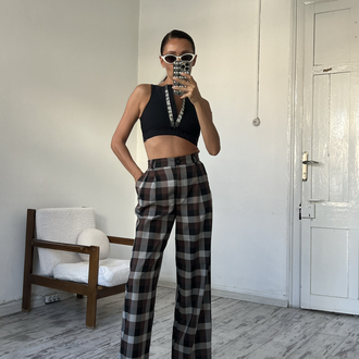 İngiliz Tartan 70s Style Premium Dokuma Pantolon