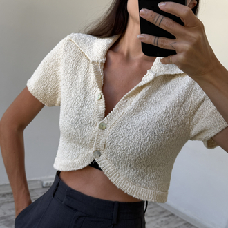 %100 Cotton Exclusive Dokuma Crop Vintage Top