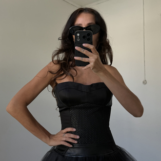 Q Exclusive Seri Deri Detaylı Korsajlı Haute Couture Elbise