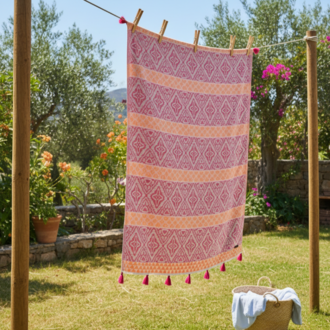 Pembe / Turuncu-Allaire Jakarlı Peştemal 