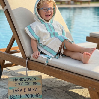 TARA • AURA %100 Pamuk Kapüşonlu Çocuk Pançosu