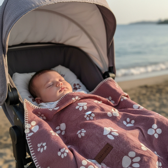 Çift Taraflı Premium Patili Bordo Bebek Battaniyesi 
