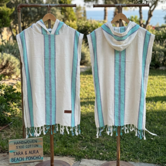 TARA • AURA %100 Pamuk Kapüşonlu Çocuk Pançosu