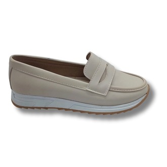 Kadın Rahat Comfort Taban Hafif Düz Topuklu Bağcıksız Loafer Babet Ayakkabı tarzklkrembabet1