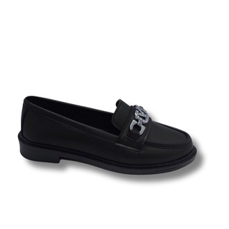 Kadın Siyah Taşlı Tokalı Rahat Comfort Taban Loafer Babet Ayakkabı