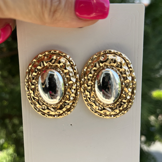 Silver detay gold küpe 