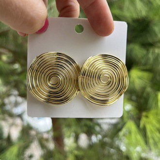 Gold spiral yuvarlak küpe 