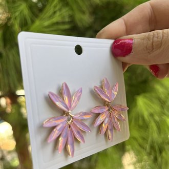 Pembe kristal taşlı küpe 
