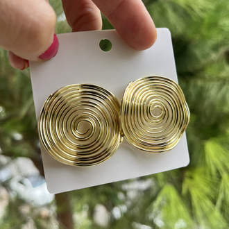 Gold spiral yuvarlak küpe 