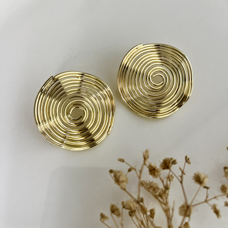 Gold spiral yuvarlak küpe 
