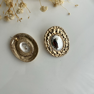 Silver detay gold küpe 