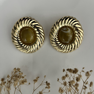 Gold detay yağ yeşili küpe 