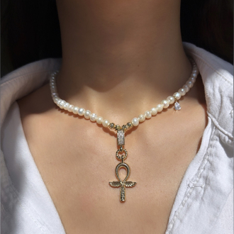 Ankh | Yaşam Anahtarı İnci Kolye