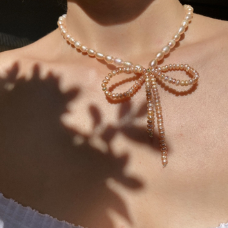 Gün batımının son ışıkları | Peachy Pearl Necklace