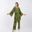 Göz Desenli Taş Baskılı Pamuklu Müslin Kimono Yeşil