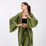 Göz Desenli Taş Baskılı Pamuklu Müslin Kimono Yeşil