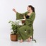 Göz Desenli Taş Baskılı Pamuklu Müslin Kimono Yeşil