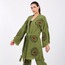 Göz Desenli Taş Baskılı Pamuklu Müslin Kimono Yeşil