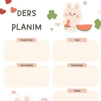 Tavşan desenli DERS PLANI/DERS PROGRAMI