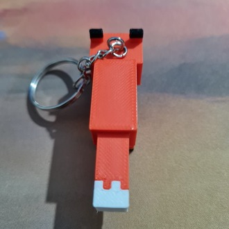 Minecraft Temalı Tilki Anahtarlık - 3D Piksel Turuncu Figür Çanta Süsü