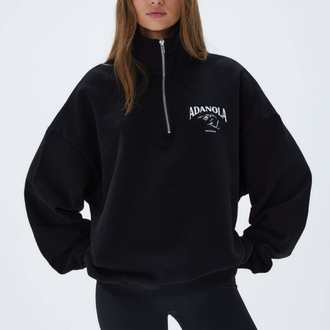 ADANOLA Oversized Fermuarlı Outdoor Sweatshirt - Siyah