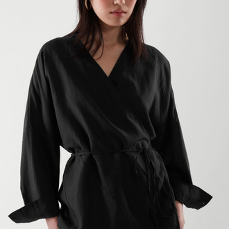 COS Keten Kimono Gömlek - Siyah