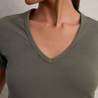 Reiss Leia V Yaka T-Shirt - Haki