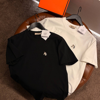 Hermes Beyaz Logo Nakışlı Tshirt