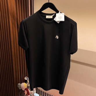 Hermes Siyah Logo Nakışlı Tshirt