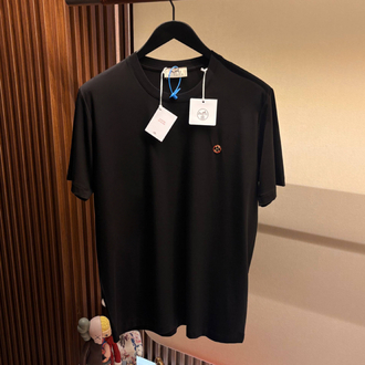 Hermes Siyah Logo Detaylı Tshirt