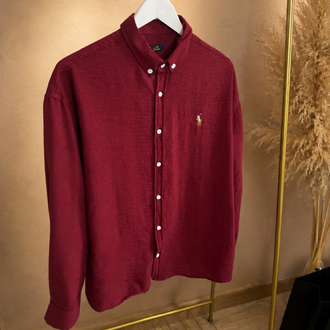 Polo Ralph Lauren Logo İşlemeli Bordo Viskon Gömlek