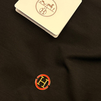 Hermes Siyah Logo Detaylı Tshirt
